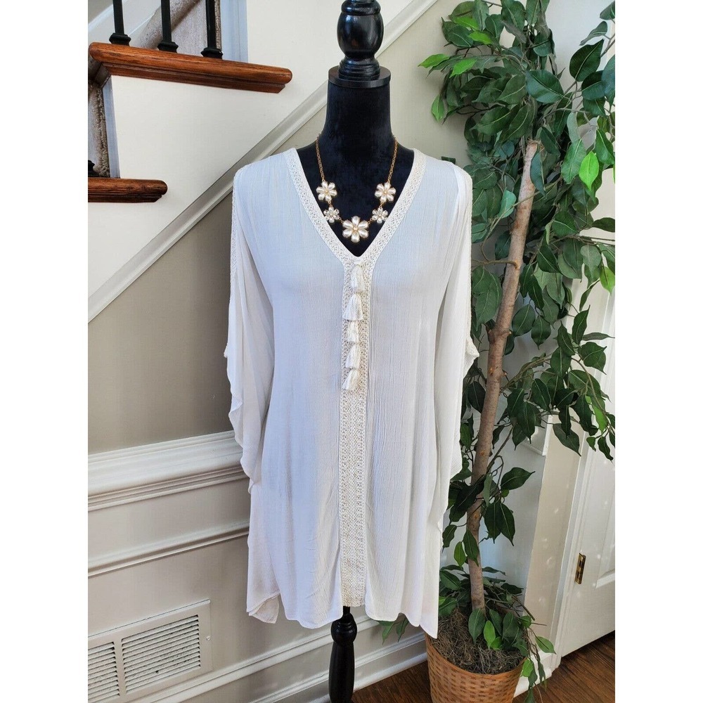 Lilly Pulitzer Women's White Rayon V-Neck Long Sleeve Knee Length Dress Size XS